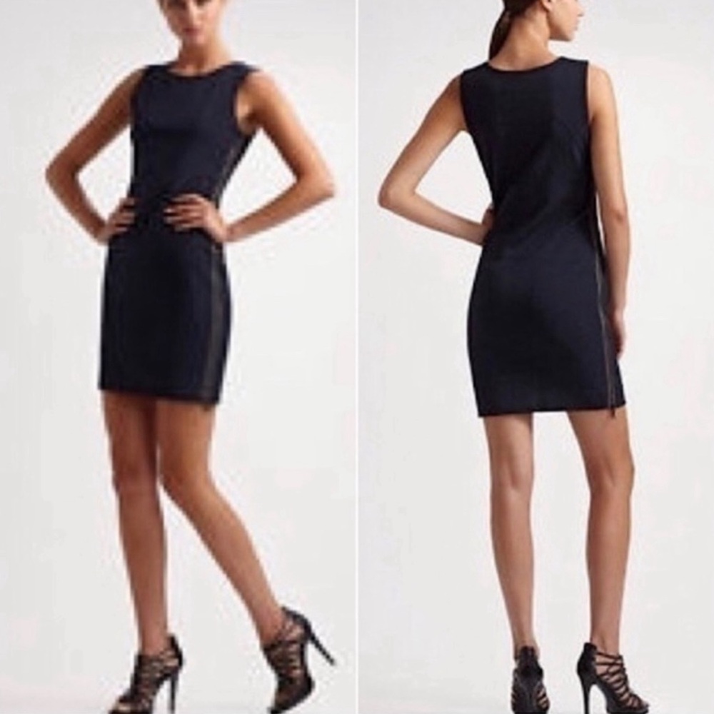 Diane Von Furstenberg DVF Navy LEIGH Dress Bodycon Side Zipper Stretch Z2